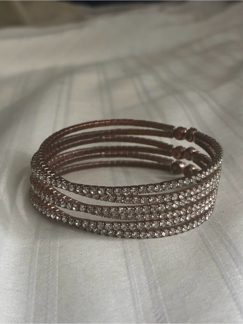 Multi-Row Rhinestone Open Cuff Bracelet - Picture 4 of 7